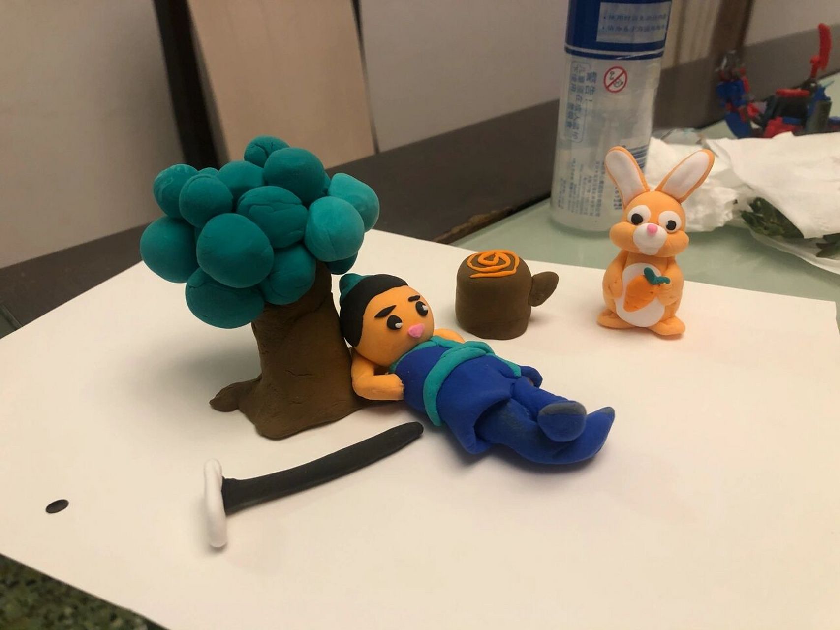 守株待兔 橡皮泥 成语 幼儿园作品