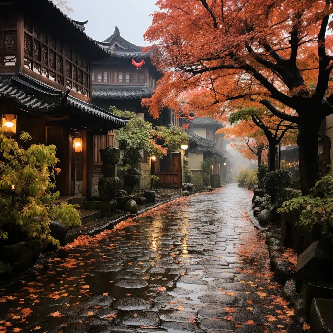 街道秋景 秋天,我们走在街道上,眼前是一片金黄色的景色.