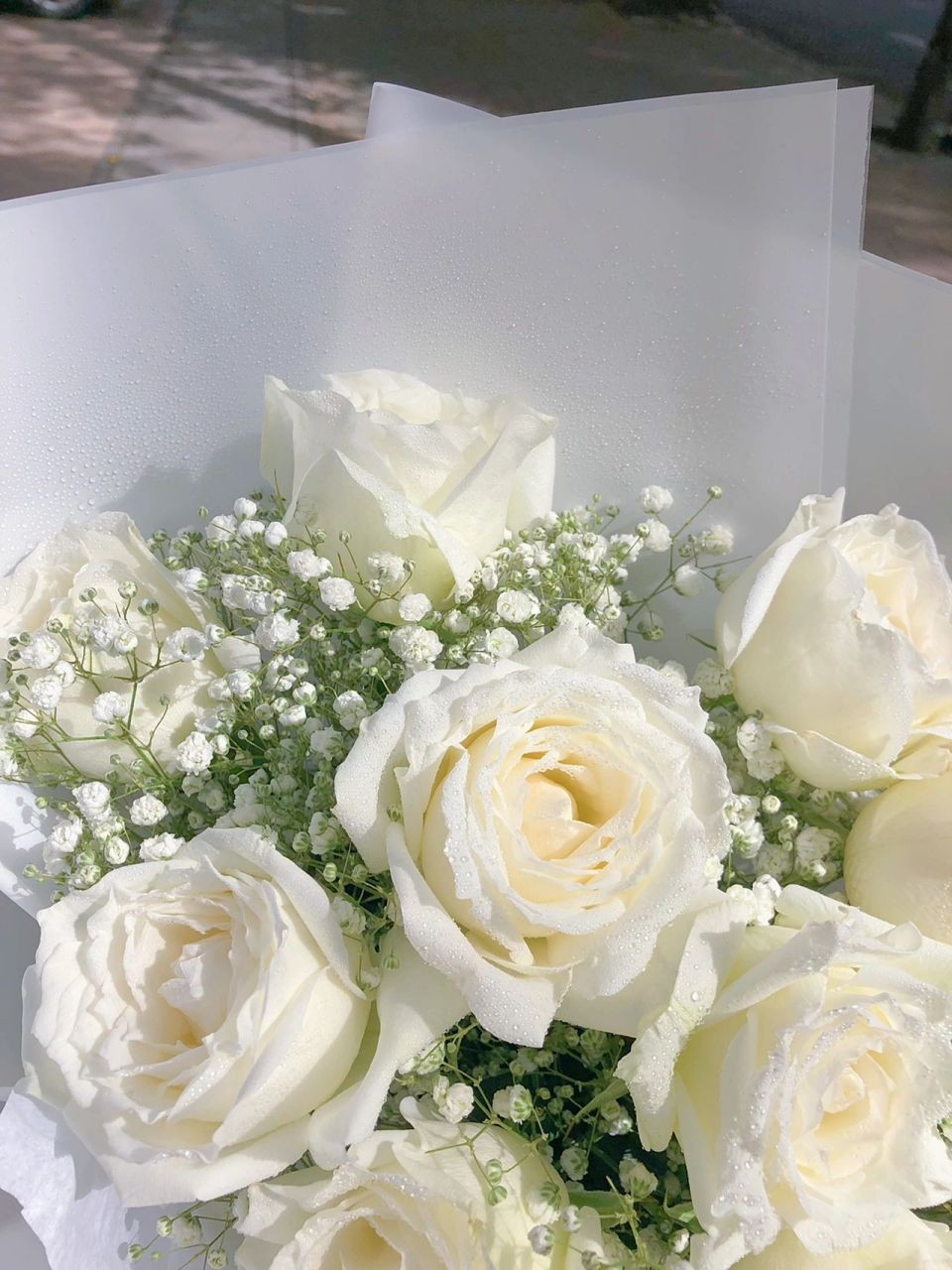 白玫瑰搭配满天星花束      	 往后的日子,与花有关,与你有关!