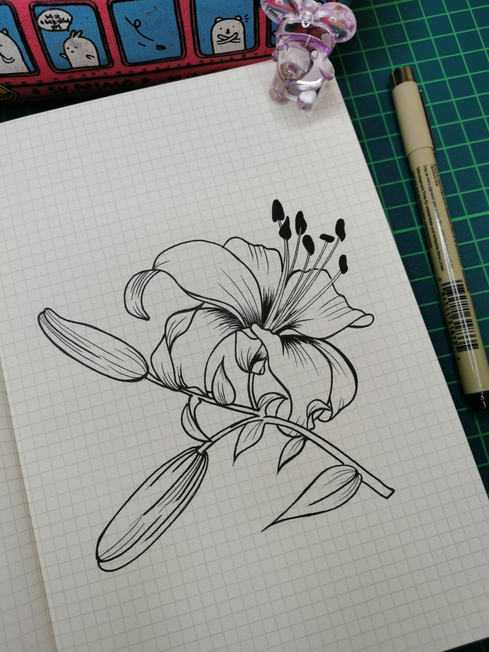 78|黑白线描|百合 临摹自网络图片 	 针管笔|手绘|黑白线描|花卉|百合