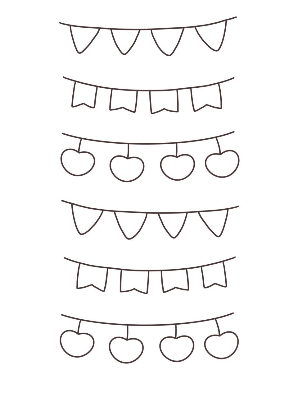 手帐素材 | 节日气氛的小彩旗简笔画      随手涂鸦,节日气氛的小彩旗
