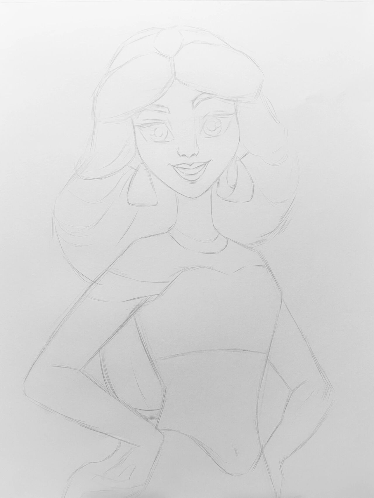 素描迪士尼公主系列i 茉莉公主【步骤图