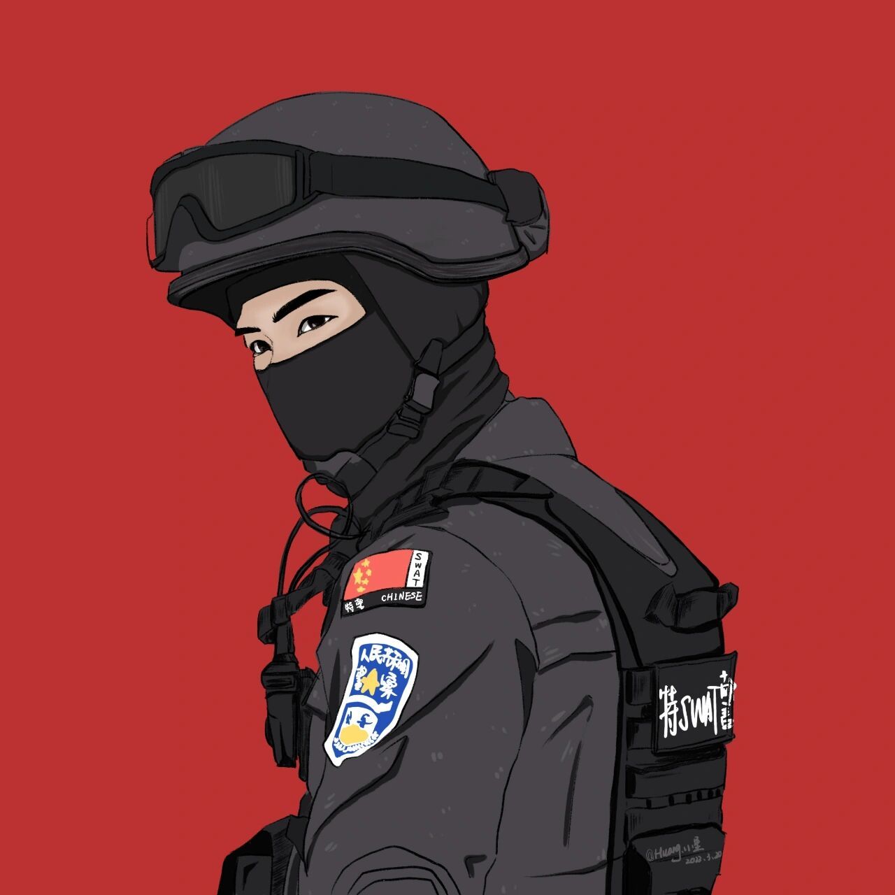 77155/36手绘特警头像|帅气的邢克垒 小白在我的城池营垒里是真的