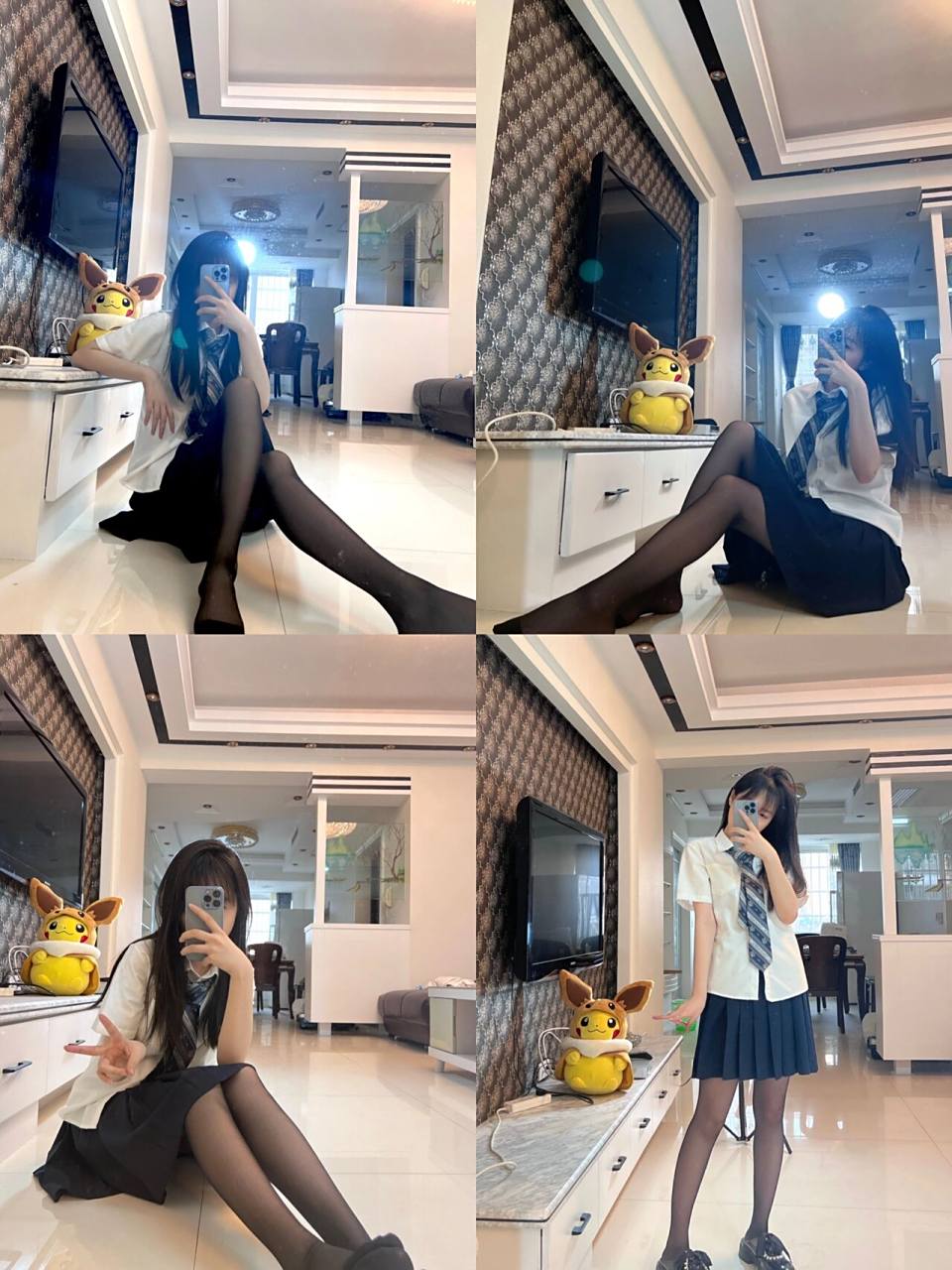 ootd|黑丝77jk制服|对镜拍姿势 黑丝太显腿细了 jk加黑丝 御姐学院