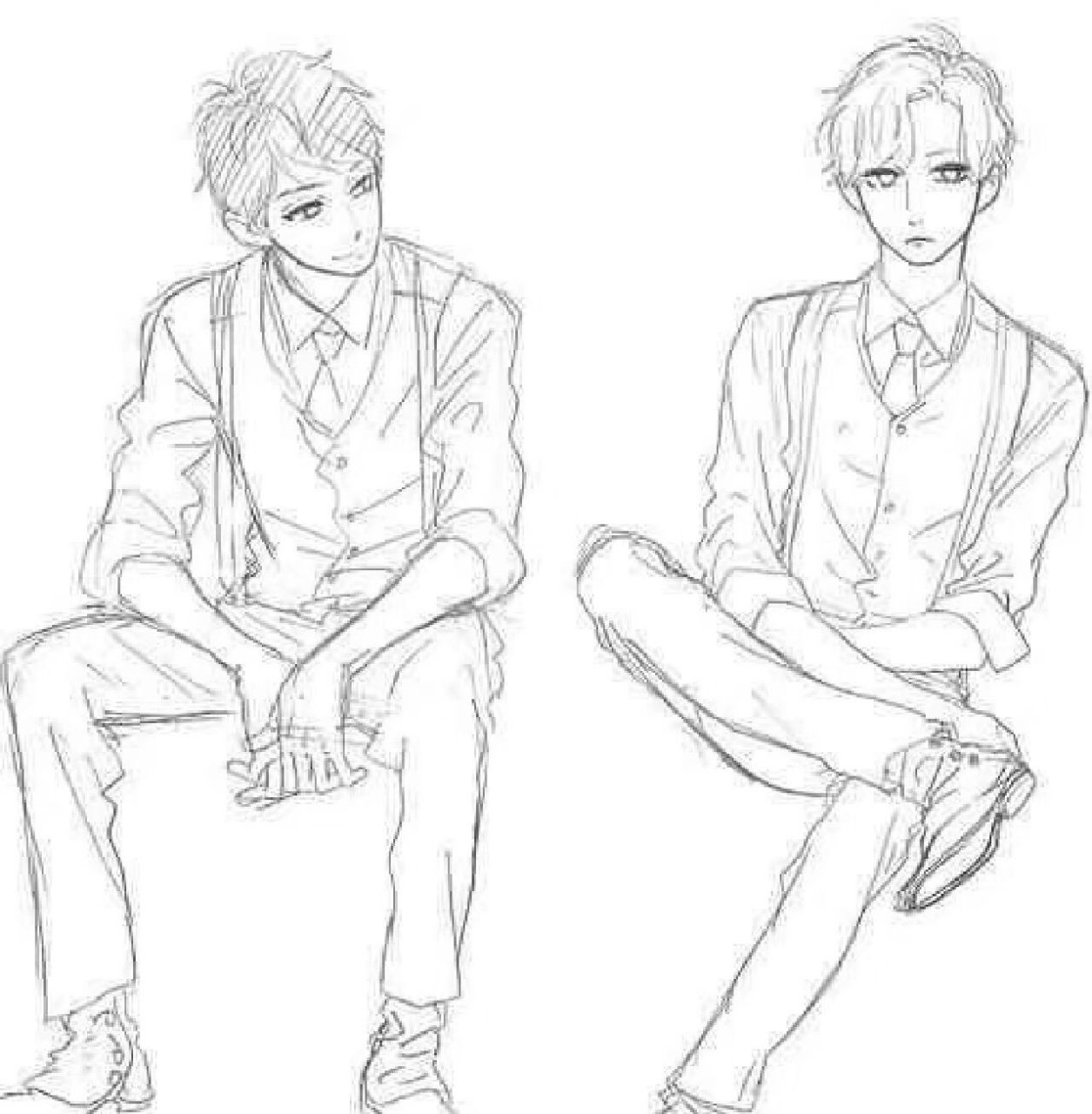 动漫男生坐姿参考