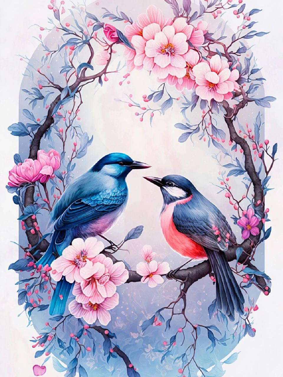 喜鹊登梅 #ai绘画有点东西# #治愈系# #喜鹊登枝# #鸟# #ai绘画