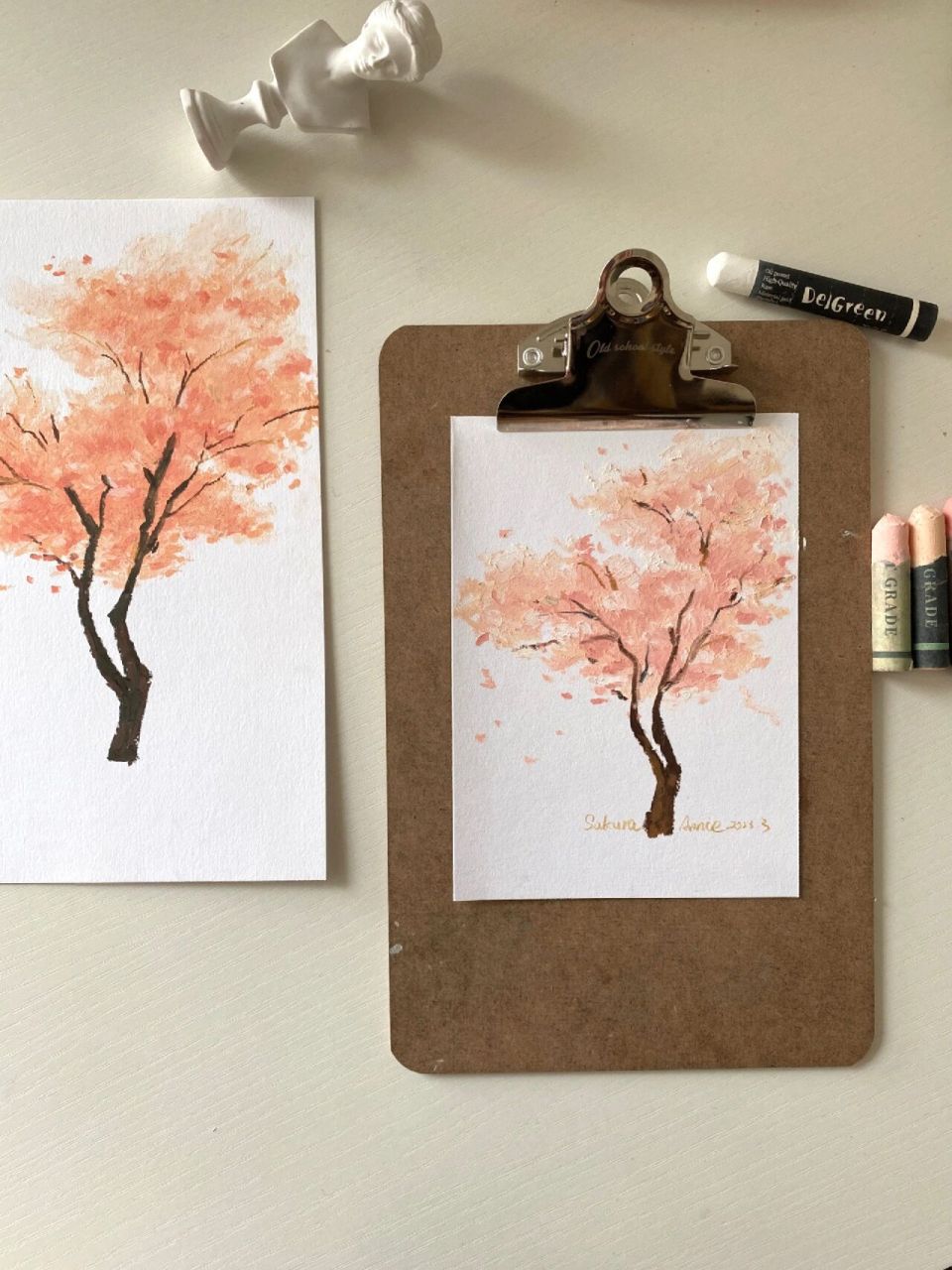 油画棒|94樱花树教程94 7815上期的樱花感谢大家的喜欢