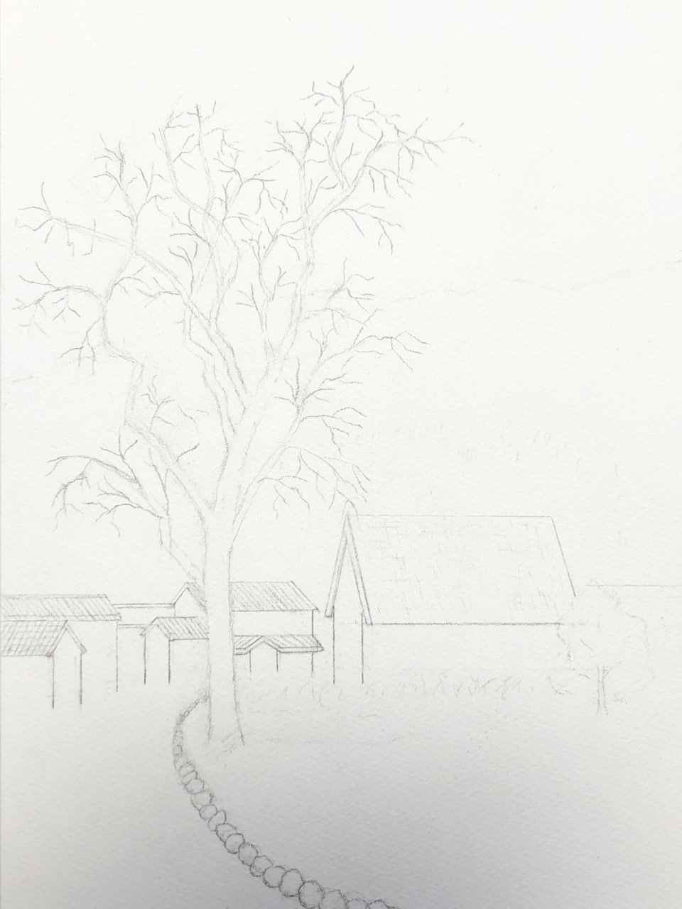 水彩手绘|秋日风景水彩画,付详细绘画步骤 近日画的一幅秋日风景水彩