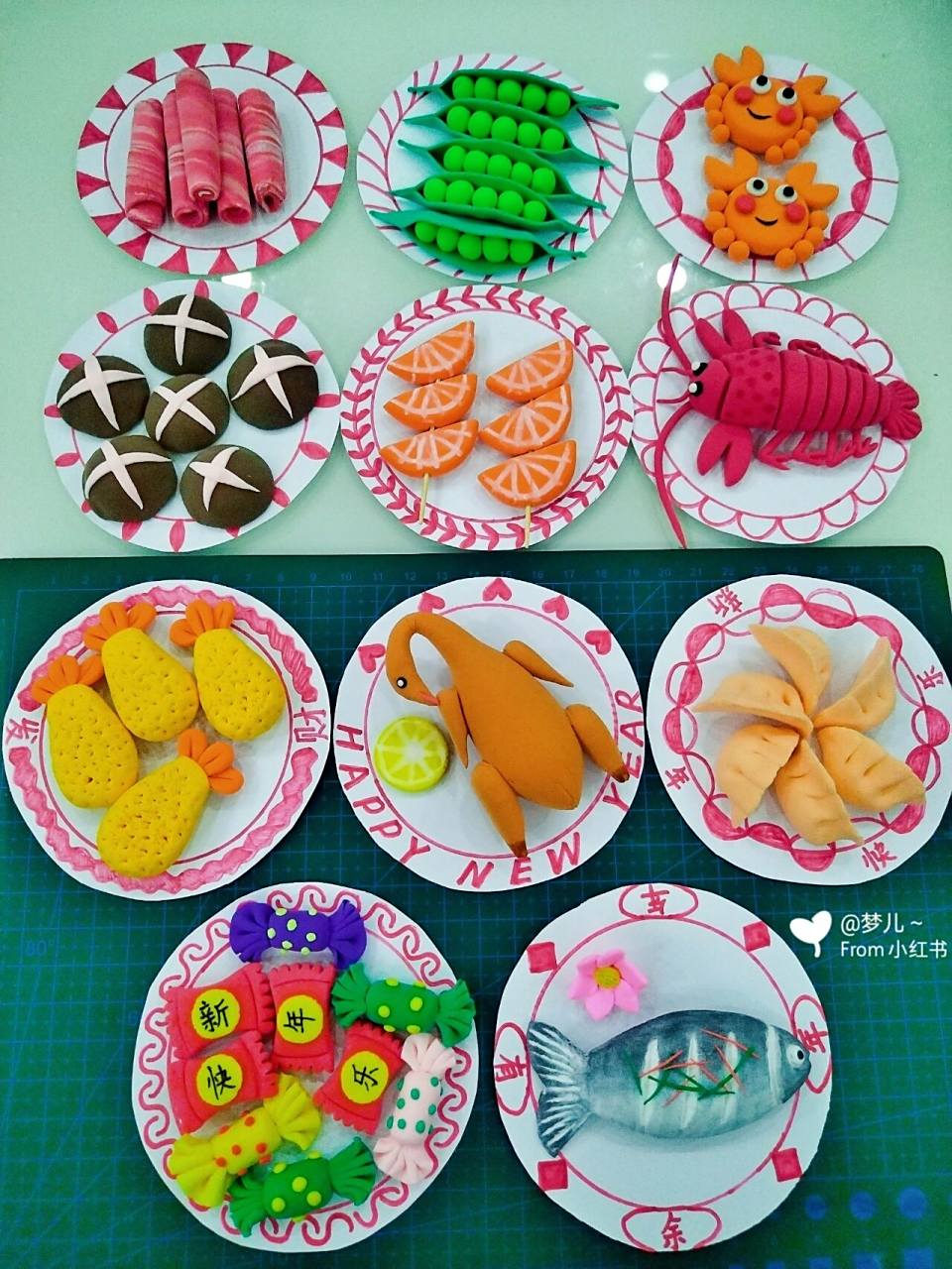 超轻粘土制作《新年美食》手工作业!