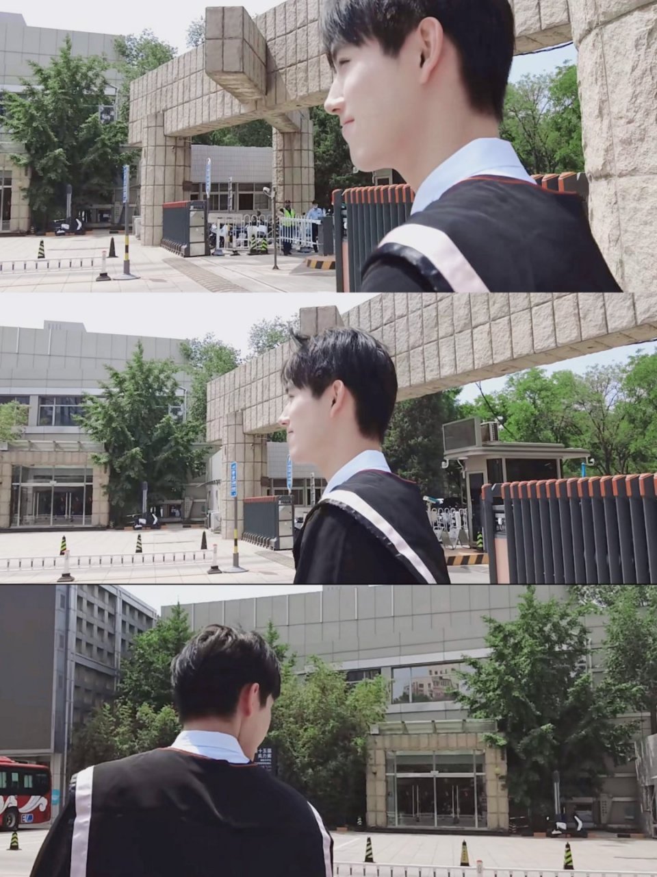 高大挺拔的背影,穿着学士服的陈飞宇,真的好绝绝子