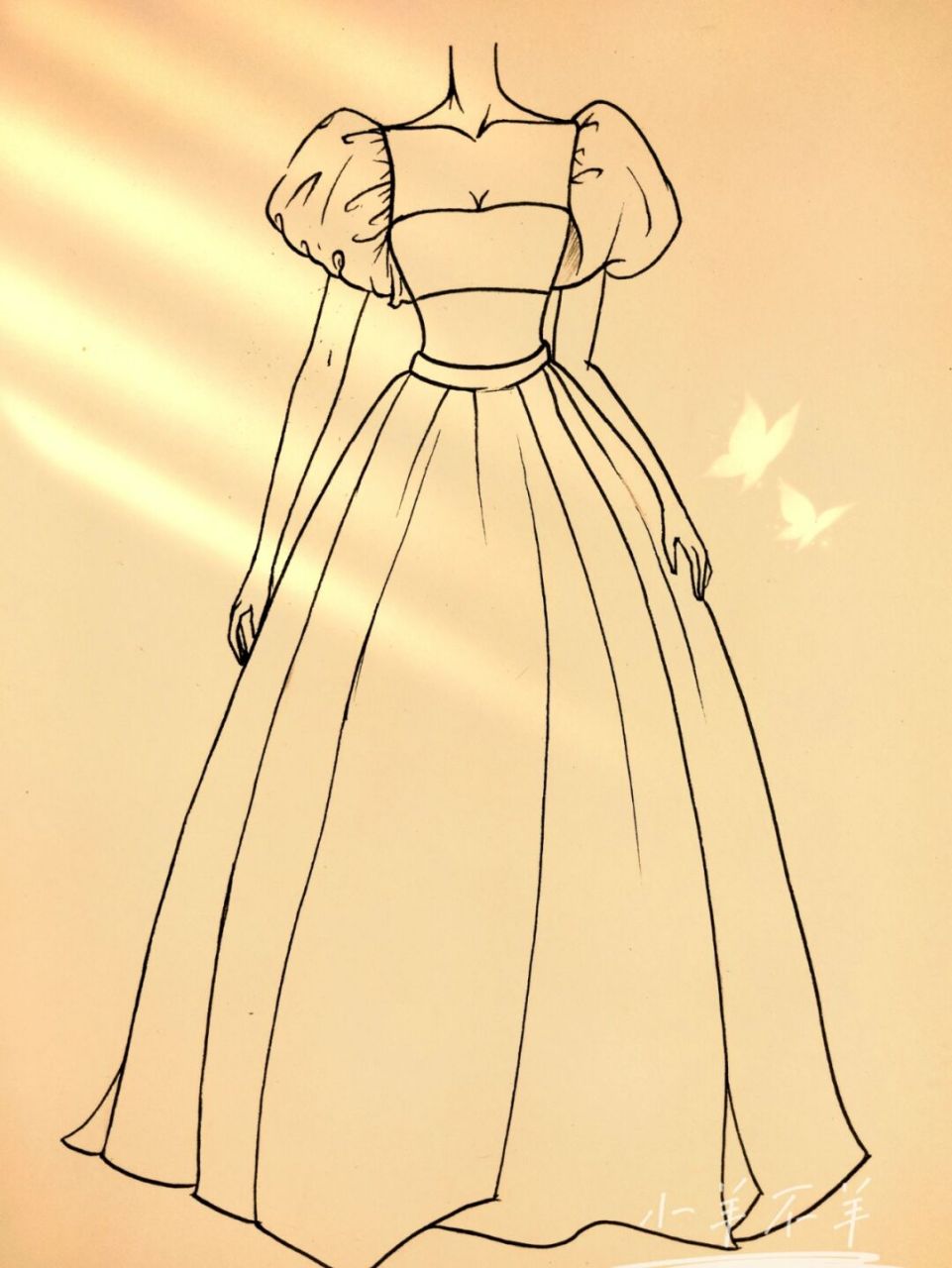 公主简笔画婚纱手绘图片