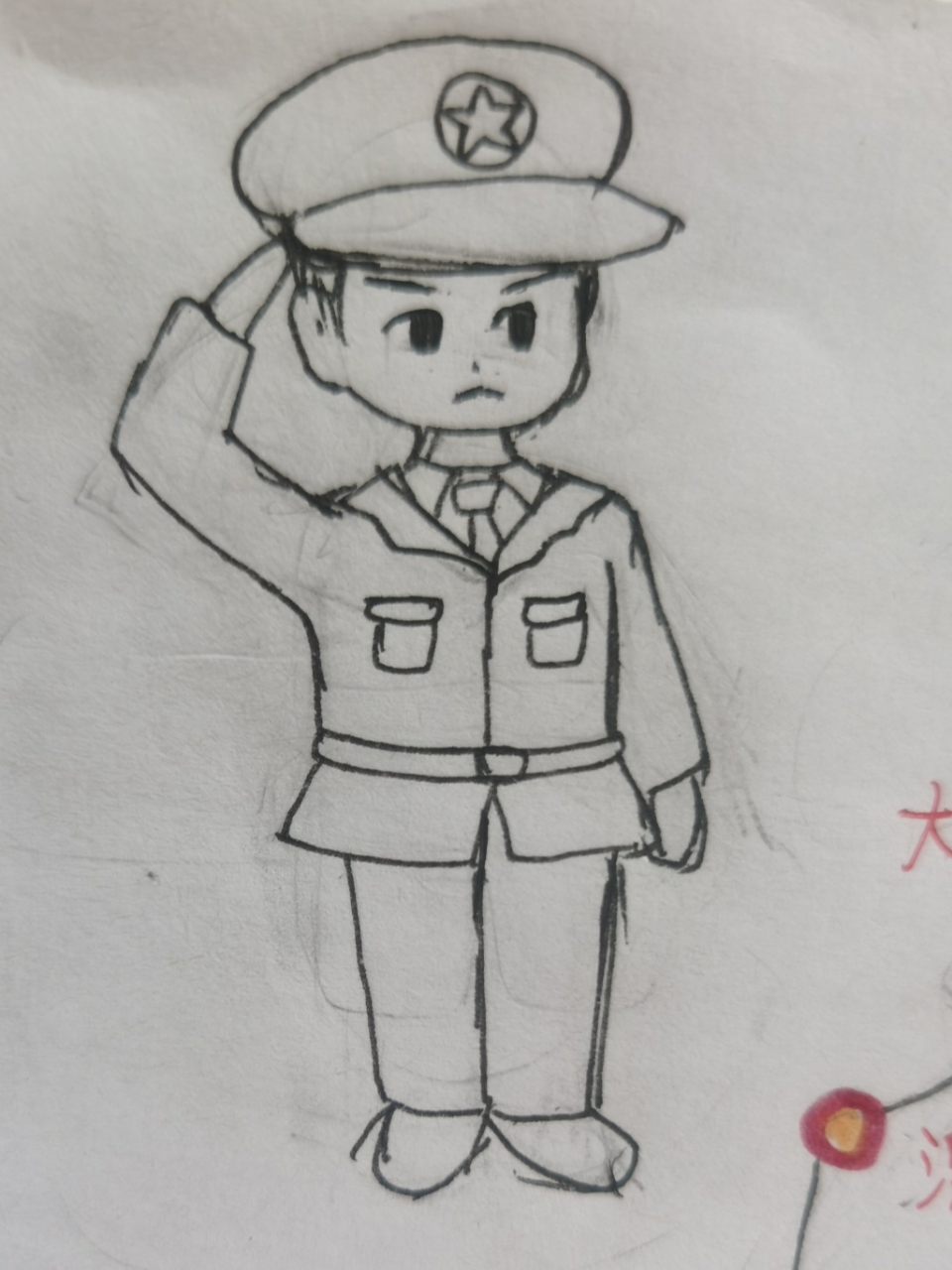 儿童简笔画军人画法图片