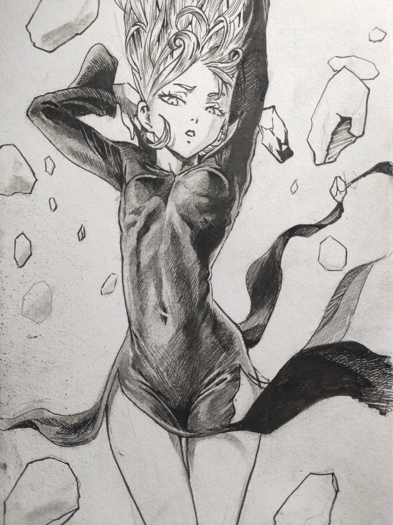 临摹战栗的龙卷 材料:黑色水笔,12b铅,速写纸 ps.