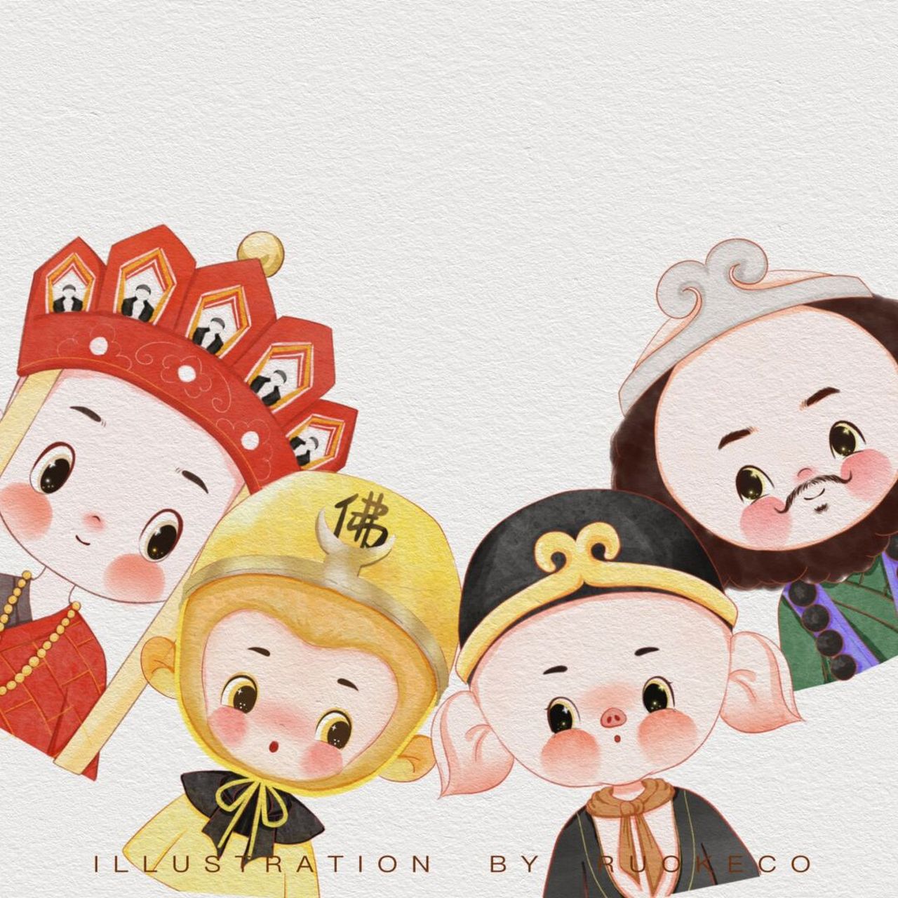 时隔多年还是喜欢86版西游记 画了86版西游记里面的角色#插画头像