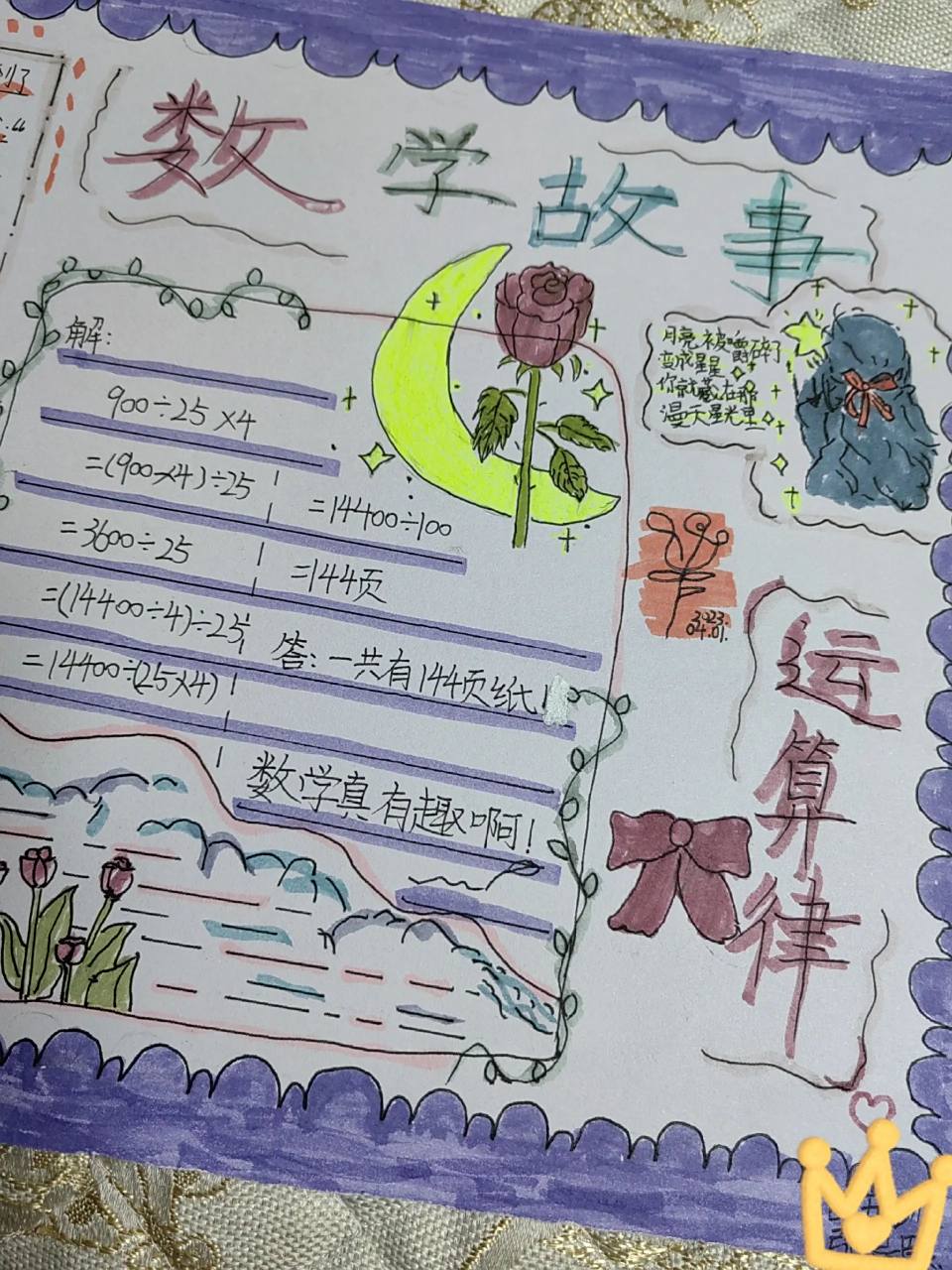 四年级下册手抄报 第三单元运算律