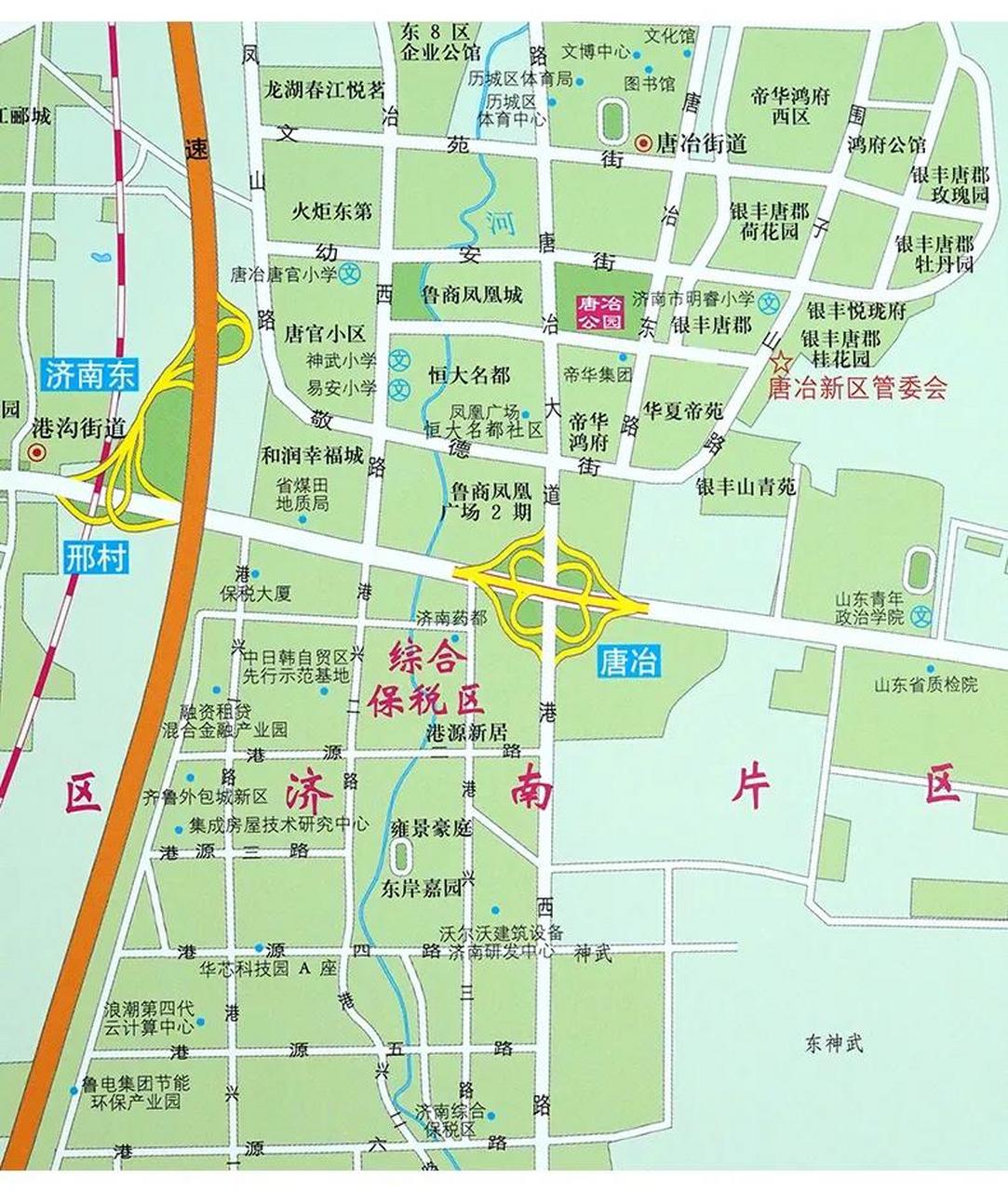 这里的中心是唐冶新区行政中心,重点发展世纪大道,飞跃大道,唐冶大道