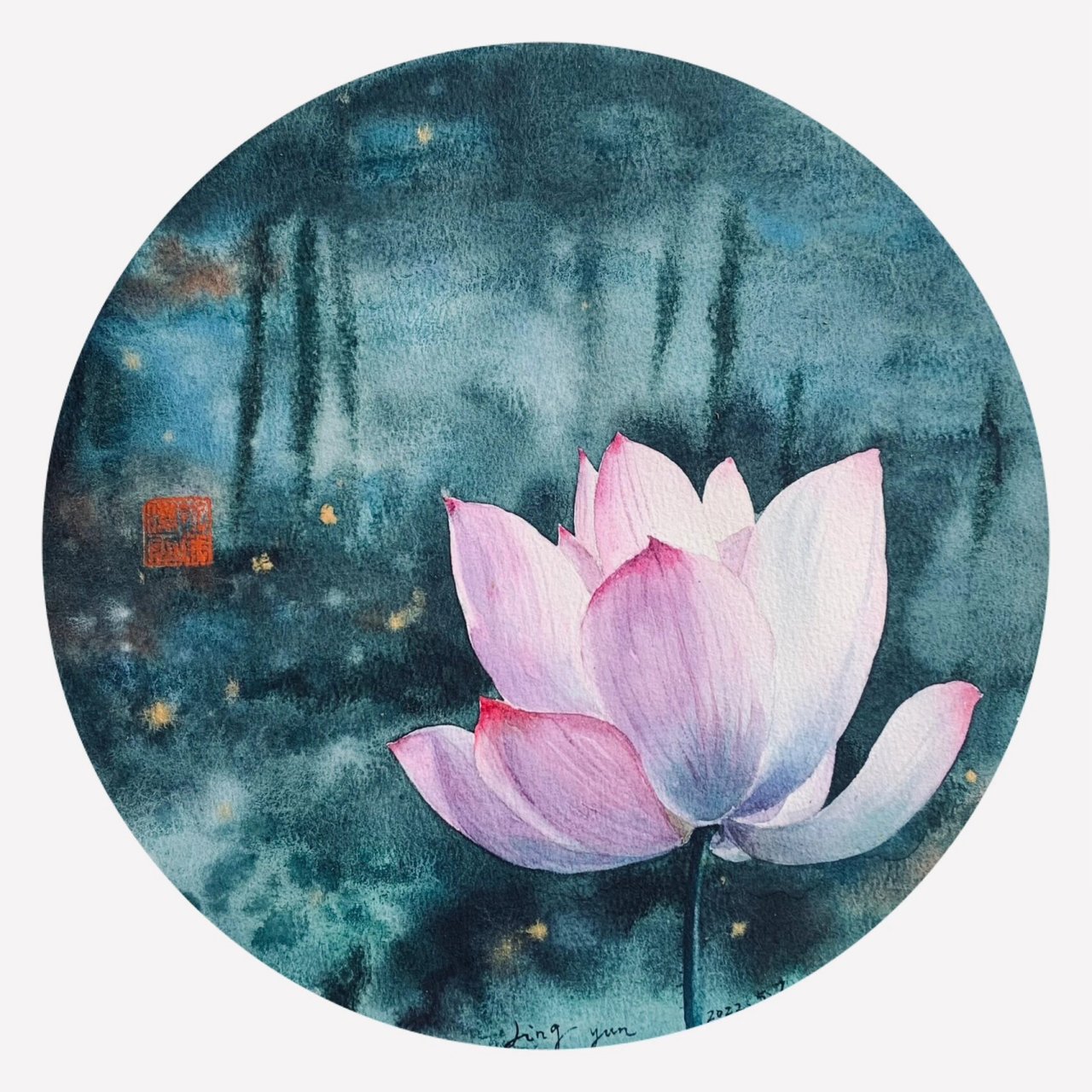 荷花之圆形构图 26*26 宝虹中粗 申内利尔