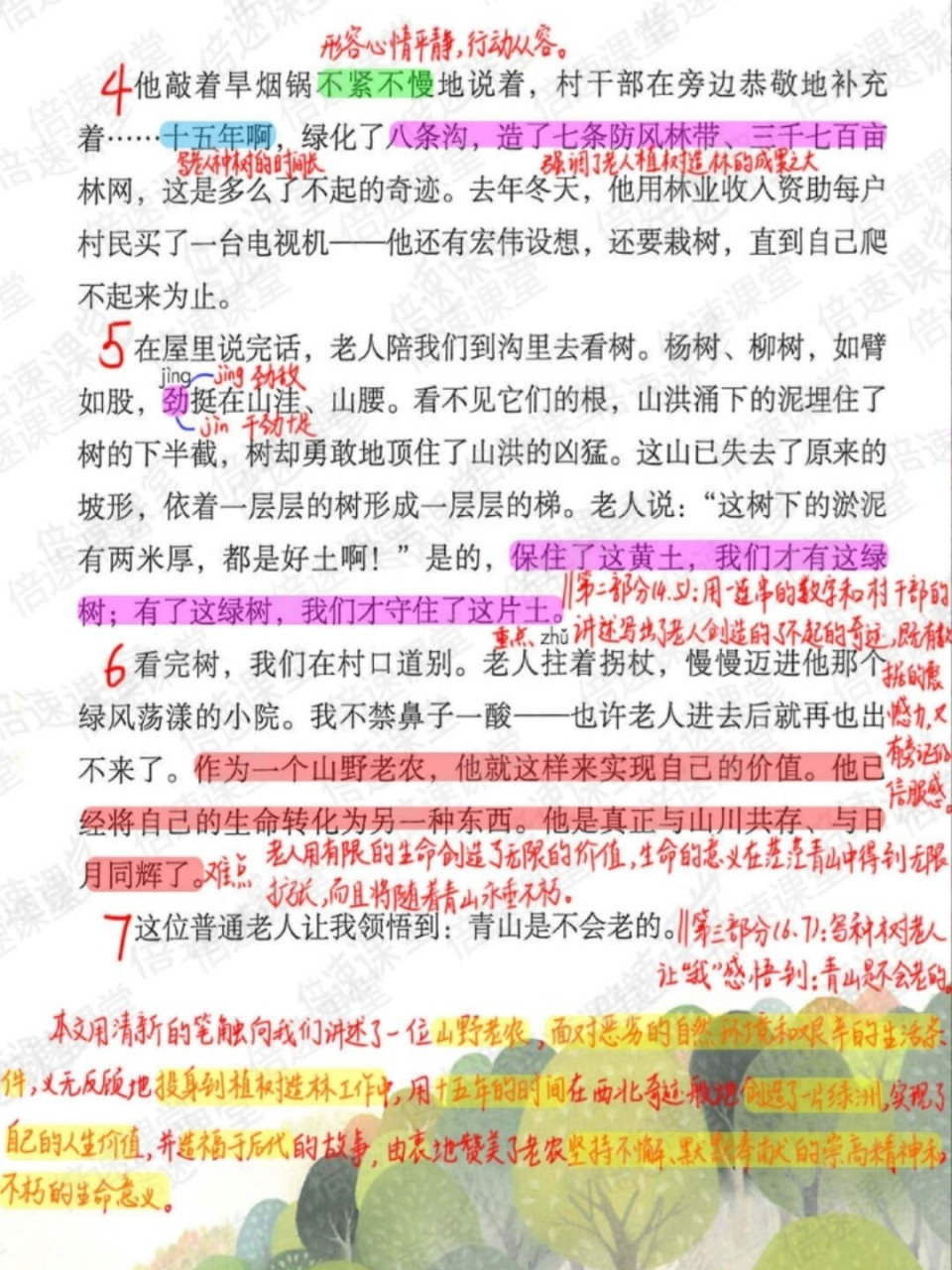 六年级上册|部编版语文|第20*课青山不老|预习笔记 #语文笔记