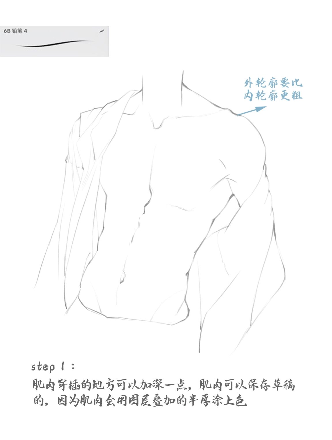 零基础学插画7575手把手教你画禁欲系腹肌