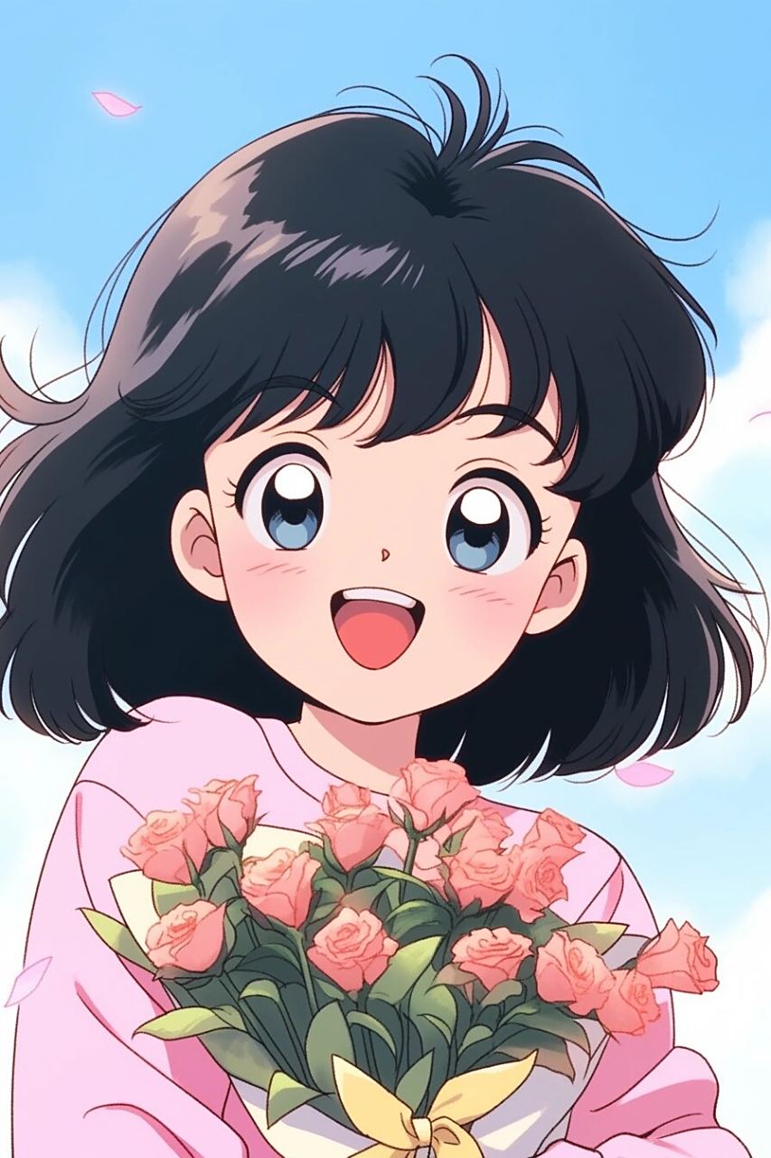 可爱头像捧花96女孩头像