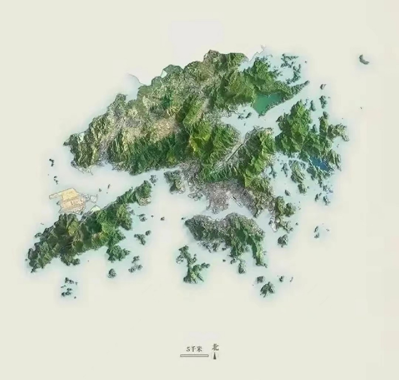 香港特别行政区立体地形图