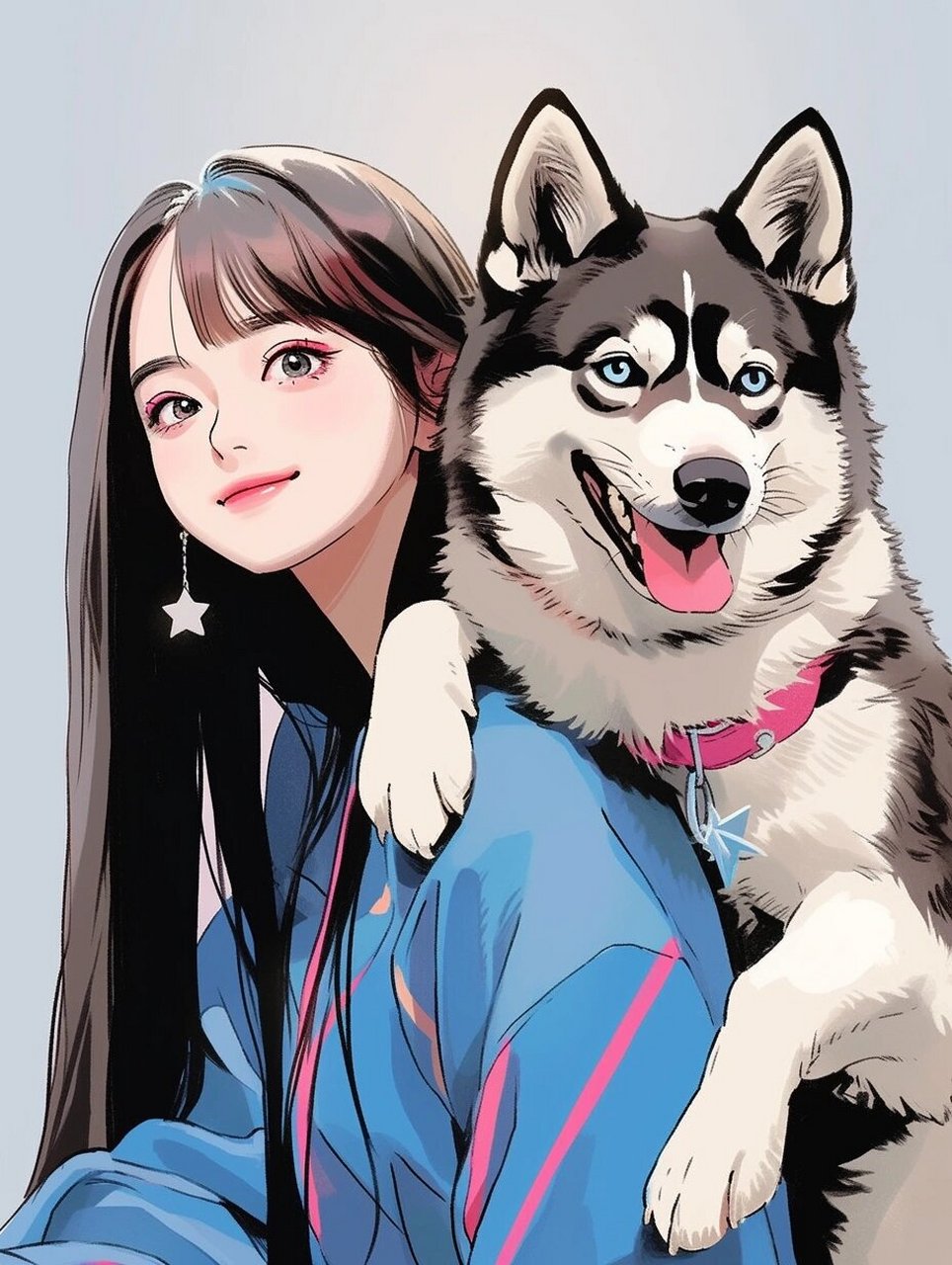 女生头像 | 和哈士奇狗狗的合影