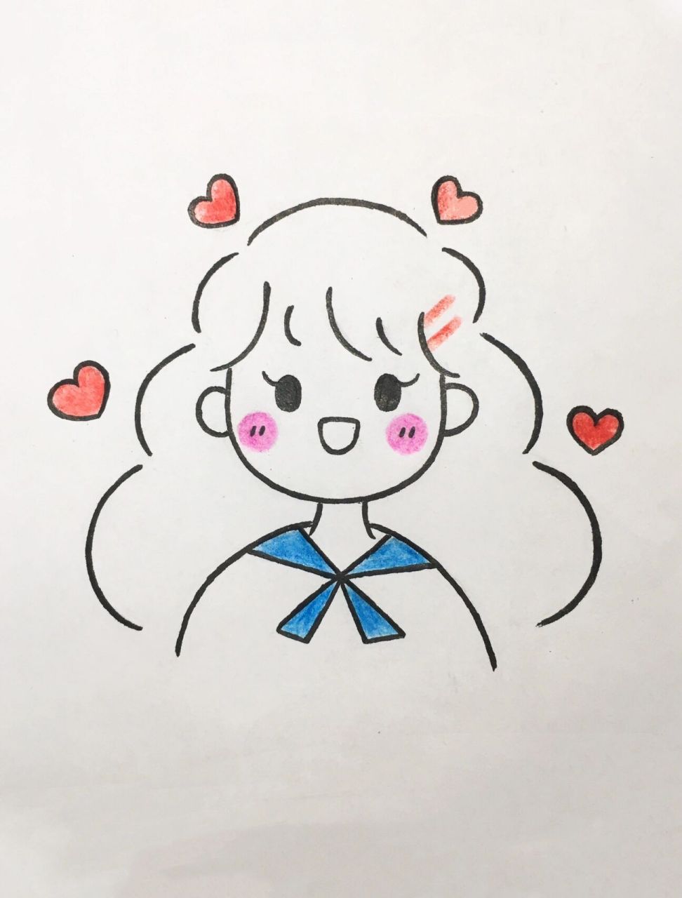 手残党学简笔画附教程99简单的女孩头像 手残党每天学简笔画附教程