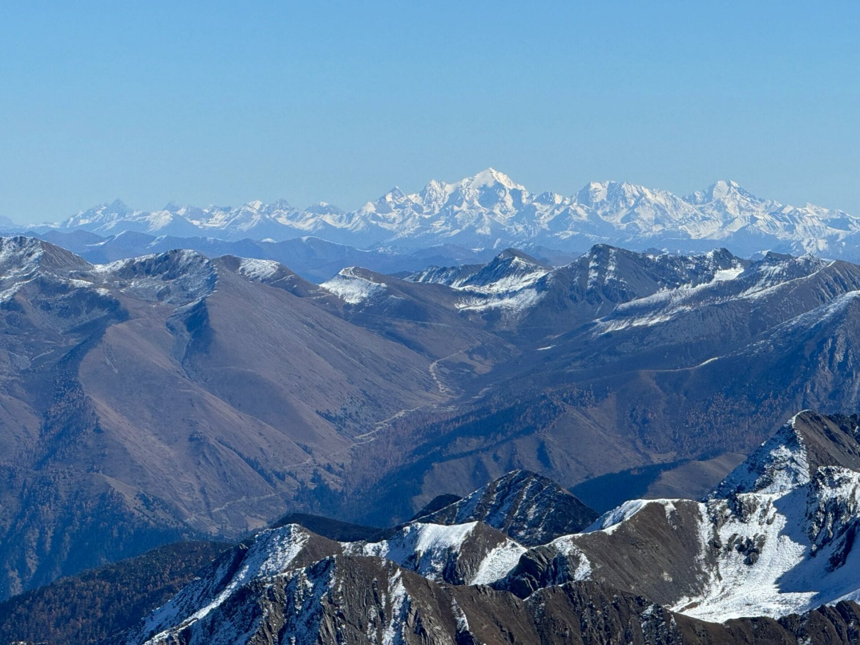 达古冰川索道上去的观景平台上看到的远处雪山,是贡嘎雪山吗?
