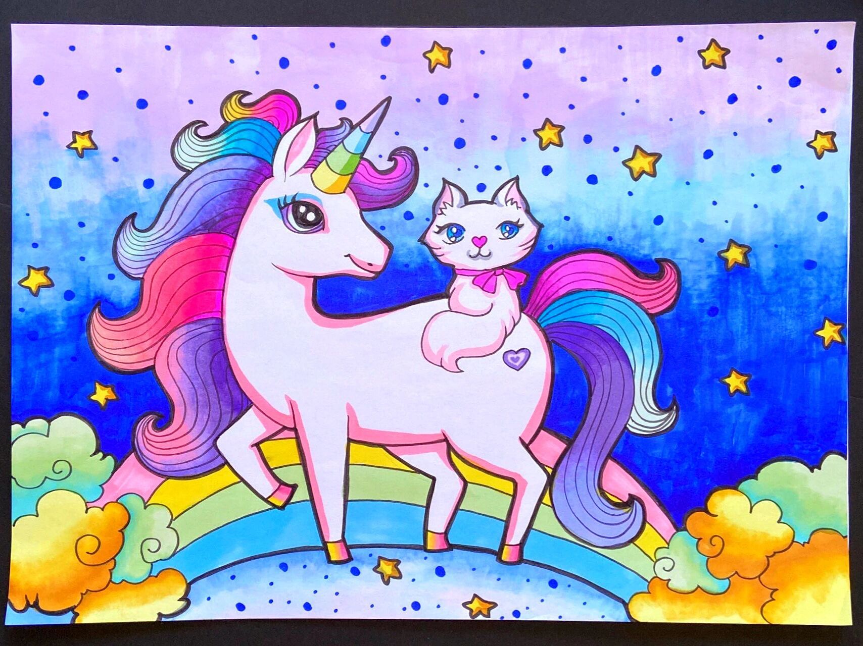 【134】马克笔儿童画《独角兽》 没有一个女孩子能拒绝一个梦幻的