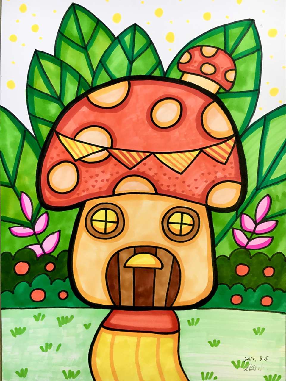 蘑菇屋96】马克笔手绘儿童画备课创意 会不定时更新一些儿童画作品