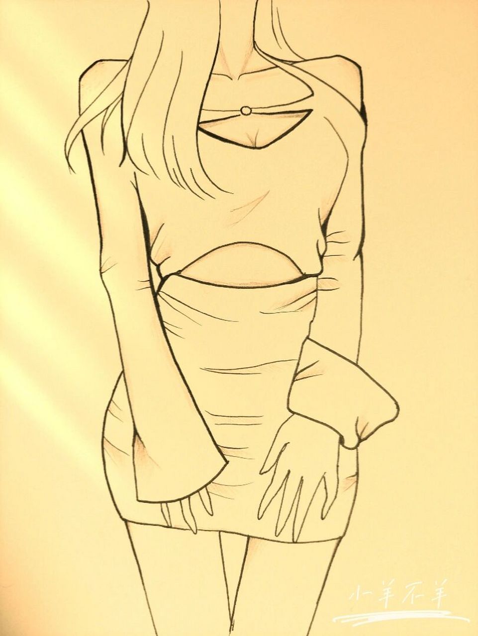 美女黑白简笔画#绘画教程20(附过程) 辣妹黑白简笔画74绘画过程