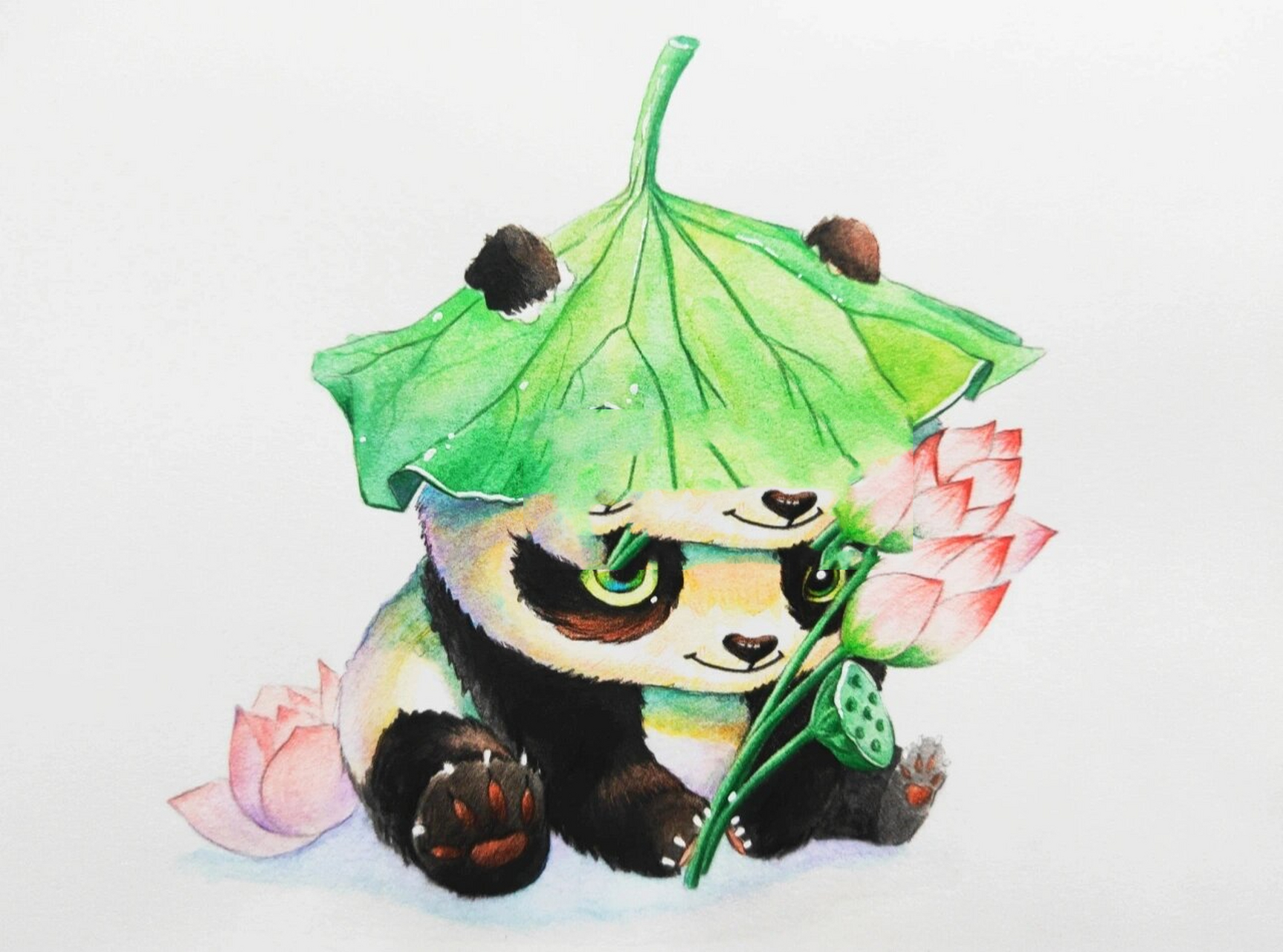 12彩铅水溶|阔爱小熊猫 恐怕只有你胖也是最可爱的啦!