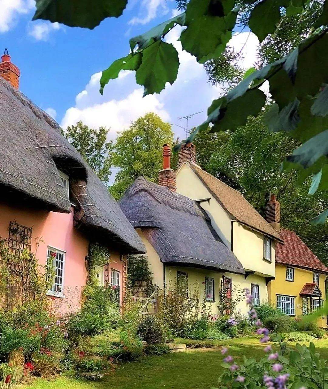 法国农村的房子是这样的,屋顶很厚很笨重,外墙五颜六色的,房顶上有