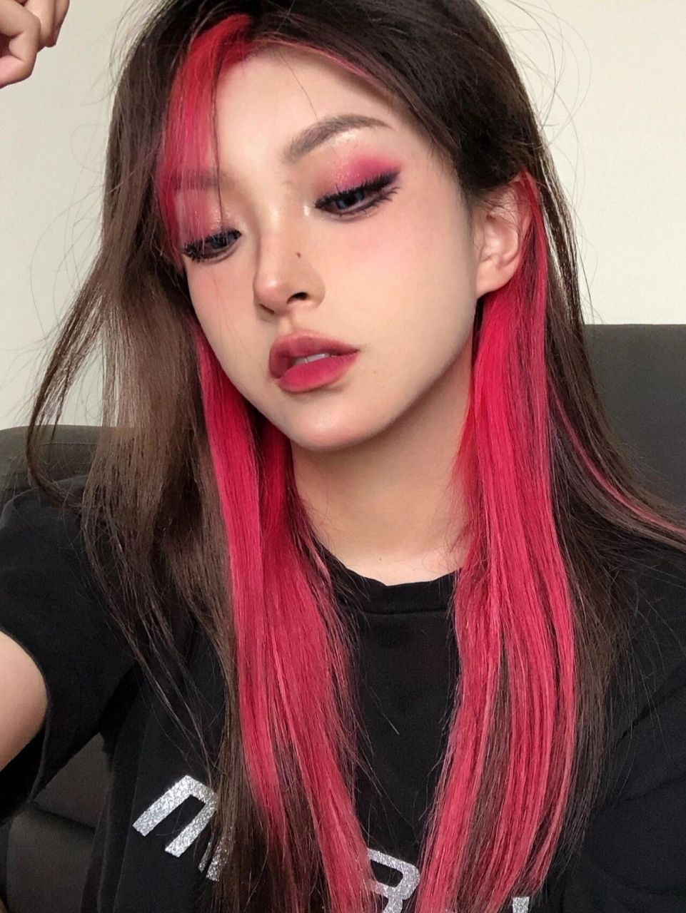 神仙发色 火龙果色挂耳染969678 自然黑发色77火龙果色挂耳染