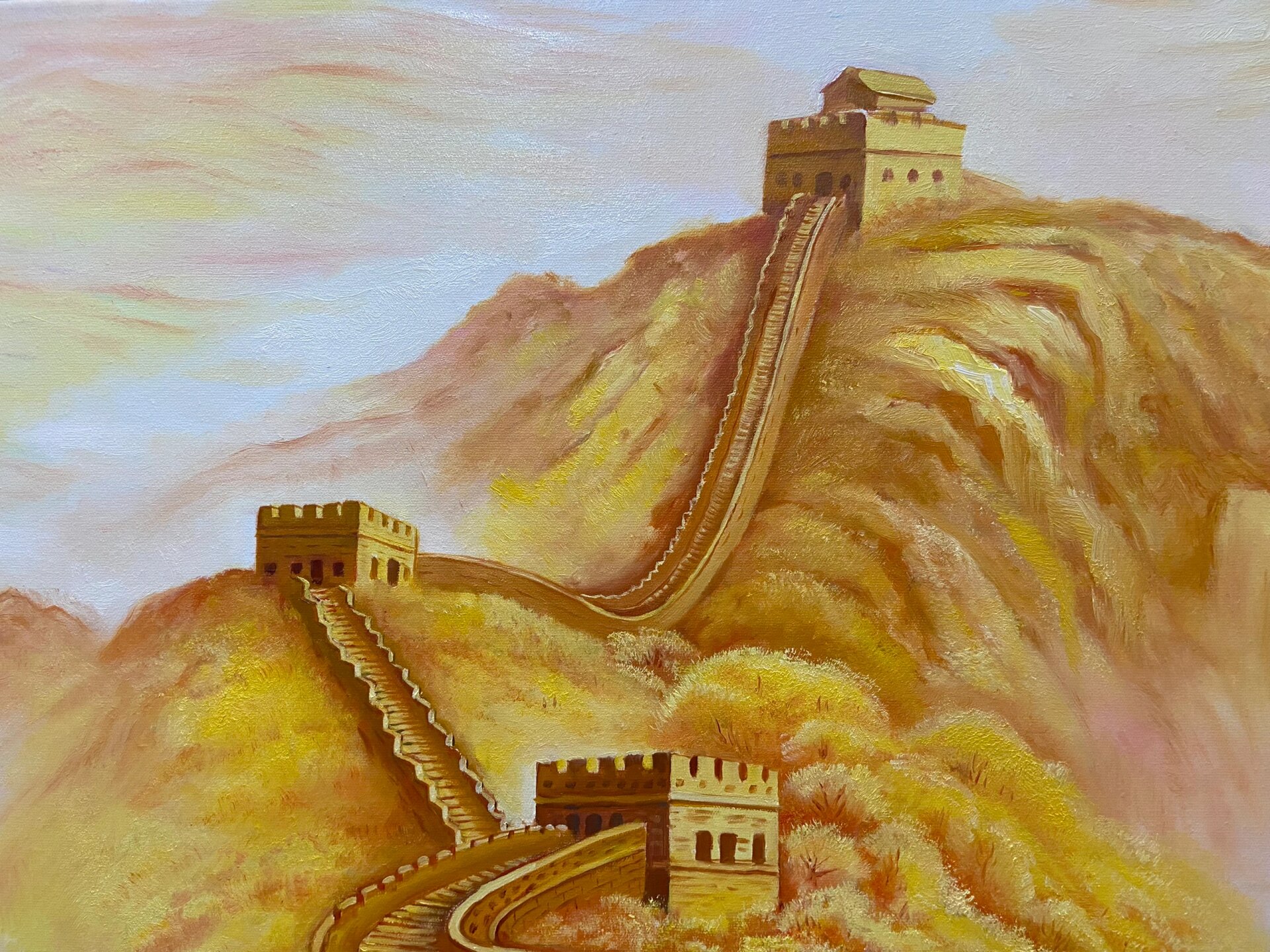 油画长城作品图片大全图片