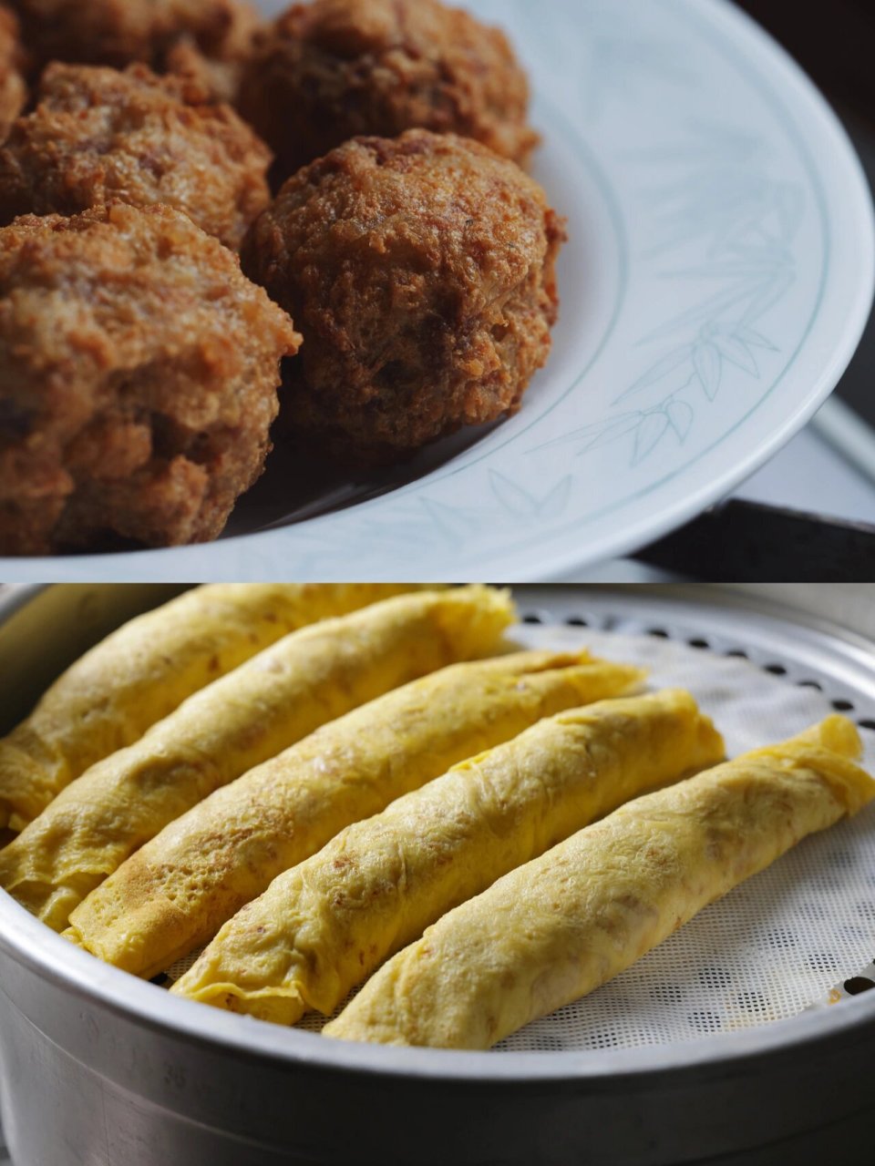 炸肉丸,蒸蛋卷0404 娃外婆今年的肉丸子和蛋卷得到了超高评价