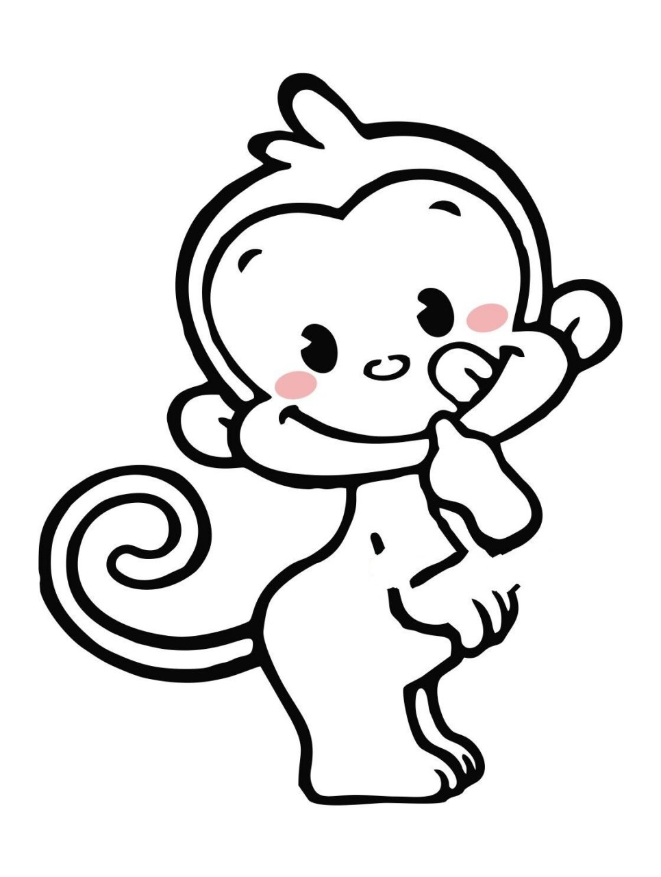 小猴子简笔画 | 猴子97素材 创意美术/简笔画素材/儿童画小猴子美术