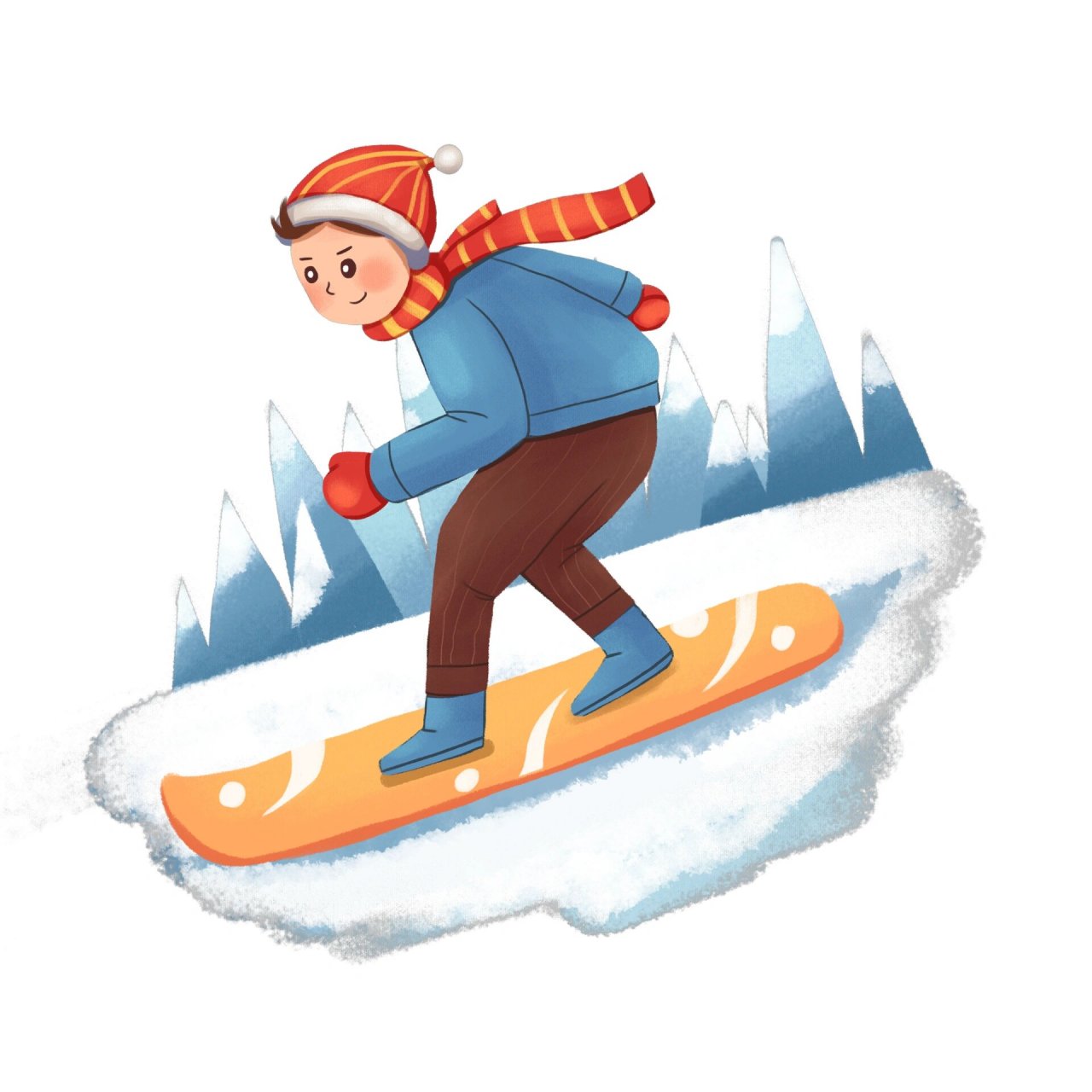 今日分享 9615 7915卡通冬天滑雪小朋友元素雪橇人物滑雪运动