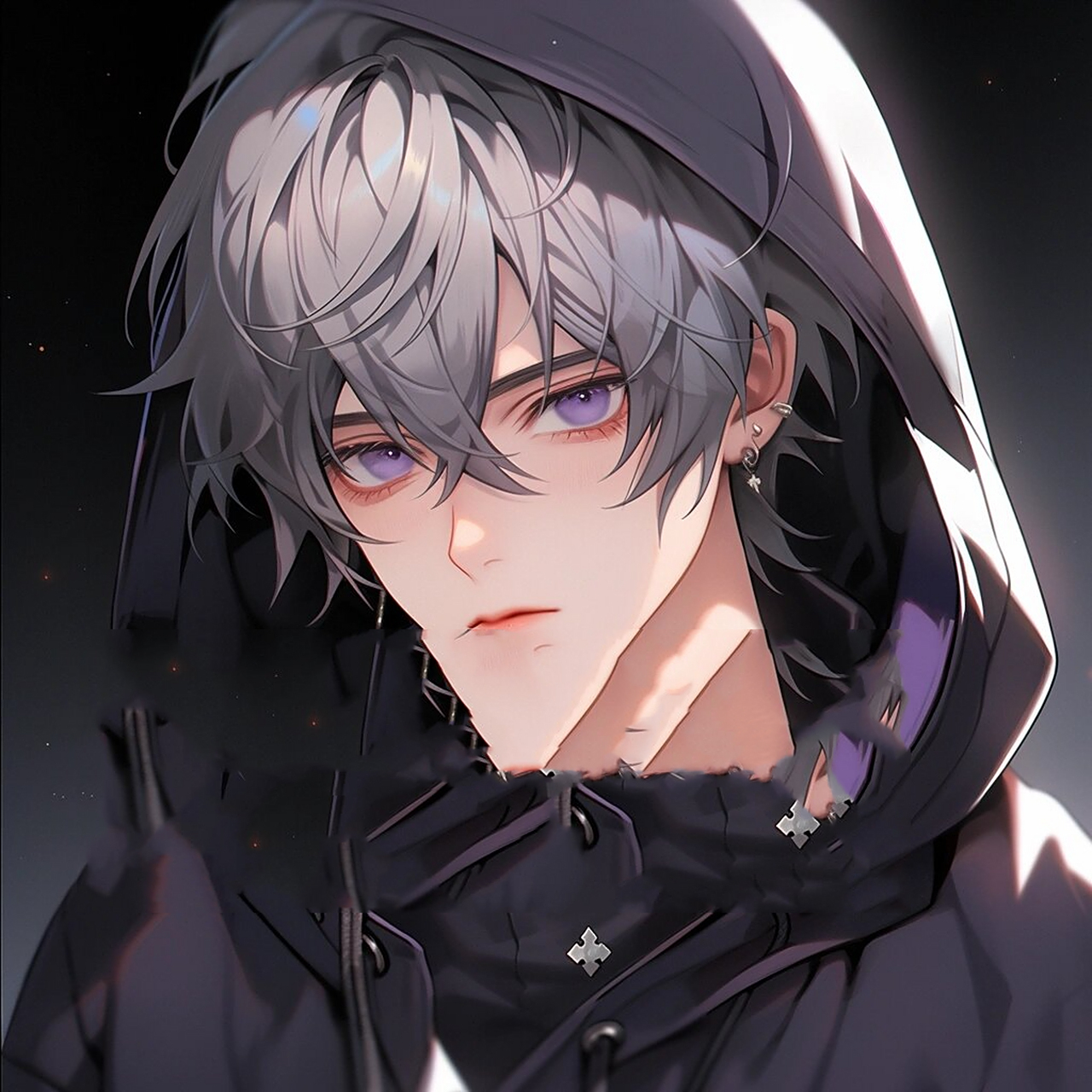 男生头像|紫发连帽外套帅气高冷校草