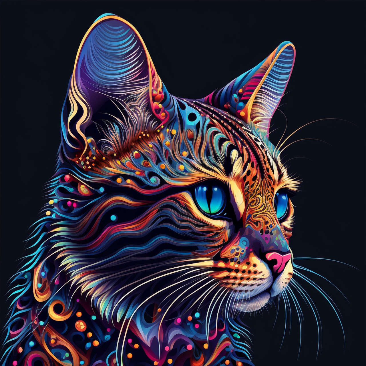 彩色豹猫|ai头像 一组豹猫