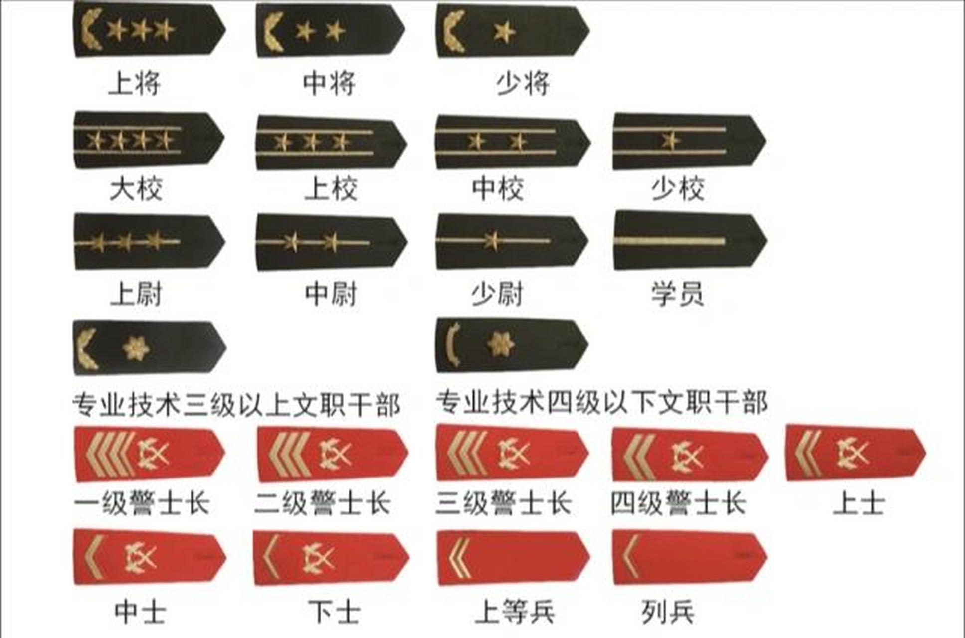 军衔具体等级 军衔具体等级