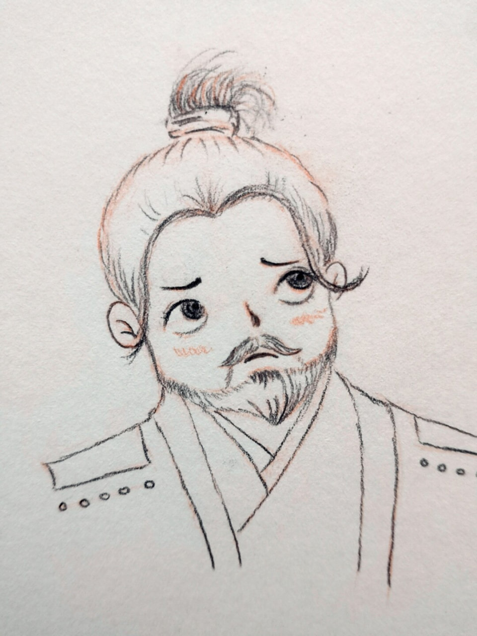 赘婿之耿护院~儿插头像原创人物 线稿练习. 橙色彩铅打稿真的很好用.