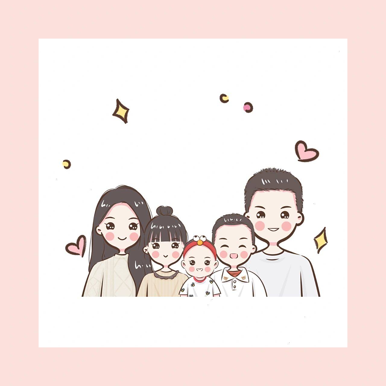 简笔画头像 | 幸福的一家五口 今天的幸福一家全家福~幸福的一家五口