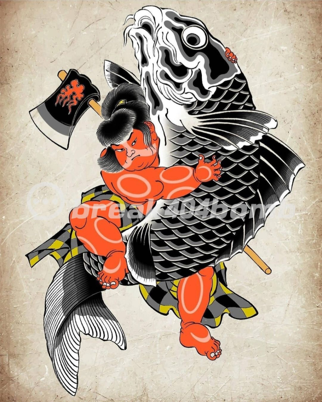 日式锦鲤纹身手稿丨满背花臂鲤鱼纹身手稿 [赞同]适合喜欢鲤鱼的老