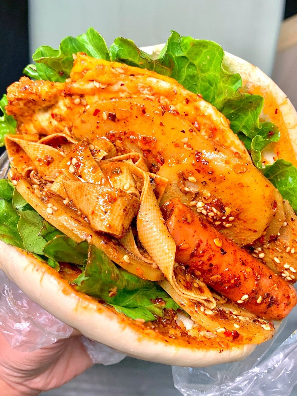 夹馍,真的绝了6015 反正我是馋到流口水了 土豆片火腿肠豆皮煎蛋