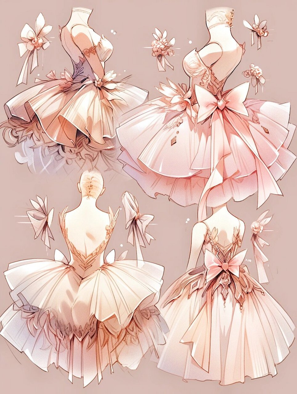 mj网纱芭蕾舞裙手绘设计91 #ai绘画有点东西# #服装设计手绘# #服装