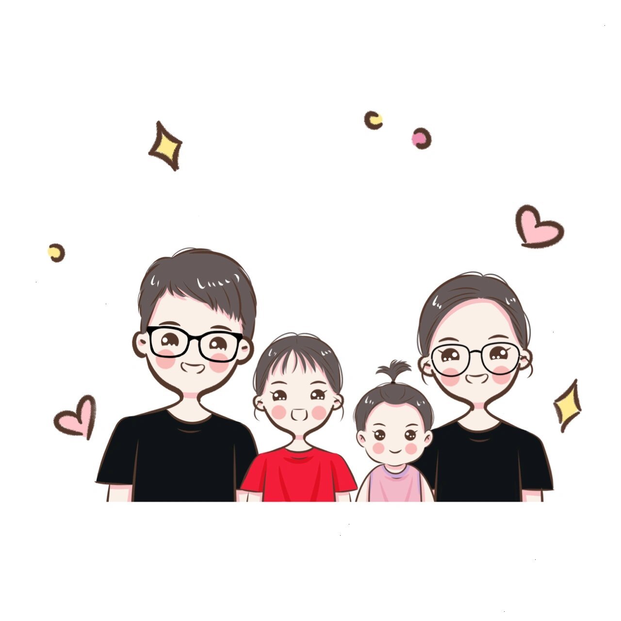 简笔画头像 | 幸福一家全家福 客稿请勿用~需要约稿可以94我哈