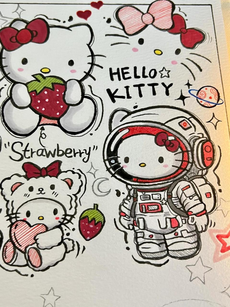 的凯蒂猫来咯 这种风格的hellokitty,有人喜欢嘛 纸张:a5尺寸水彩纸