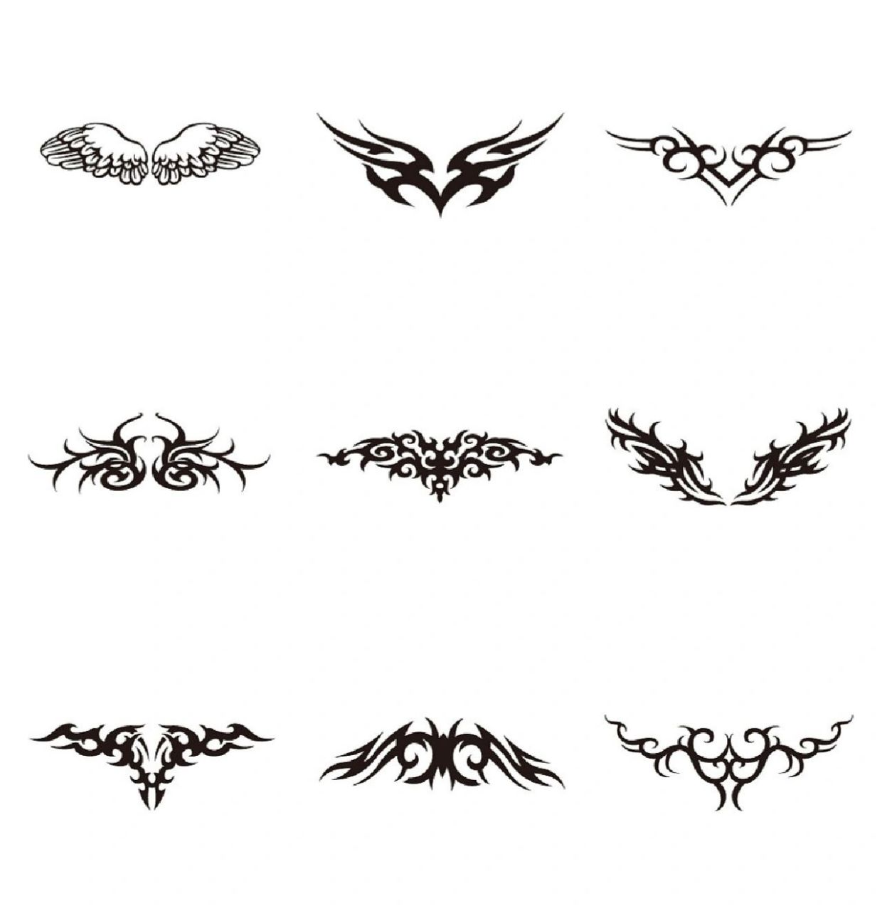 黑白翅膀 神兽图腾 纹身图案 花纹素材
