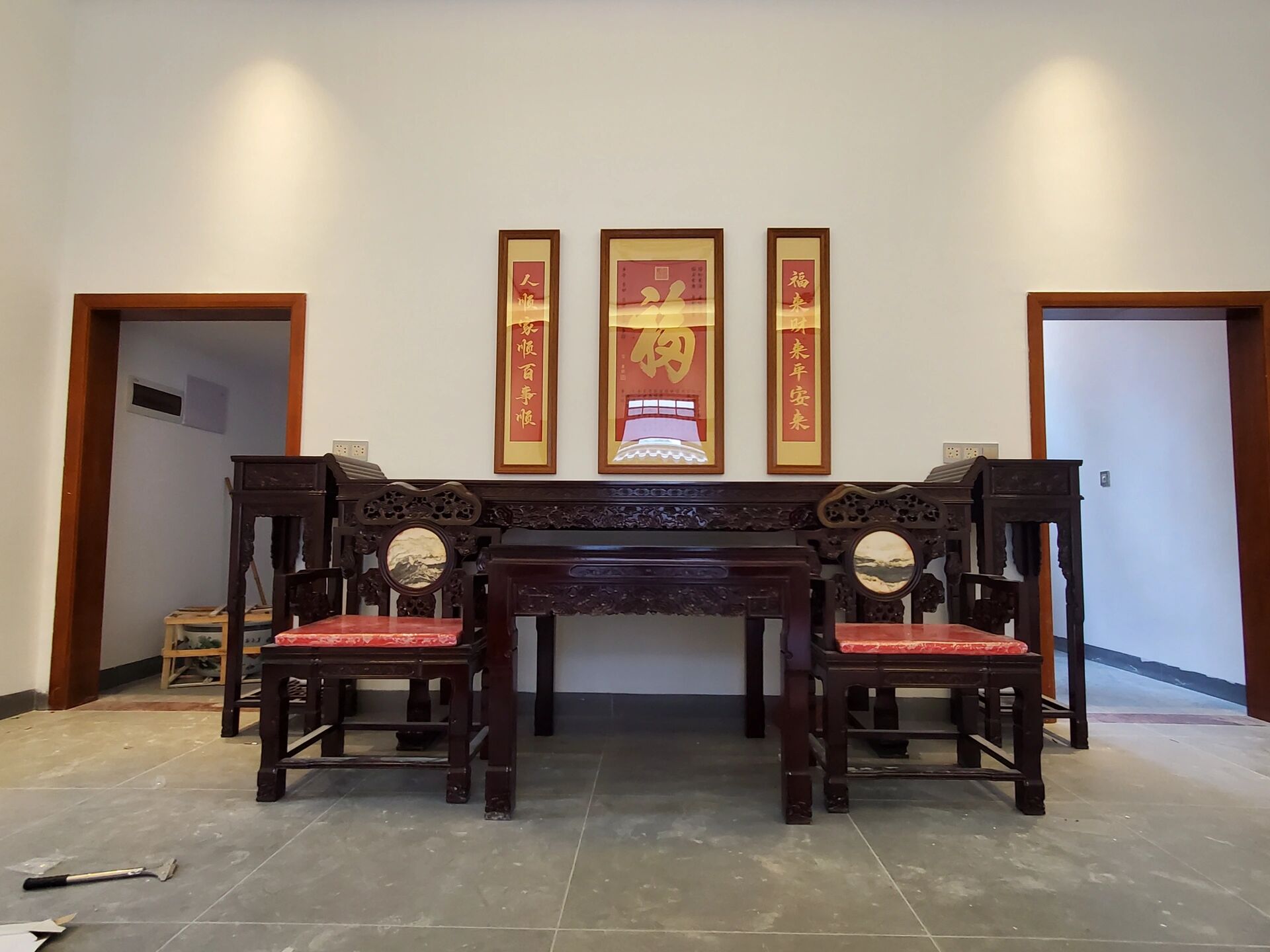 农村自建房,别墅客厅首选中堂家具 中堂作为正统的家具是大部分家庭的